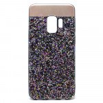 Wholesale Galaxy S9+ (Plus) Sparkling Glitter Chrome Fancy Case with Metal Plate (Black)